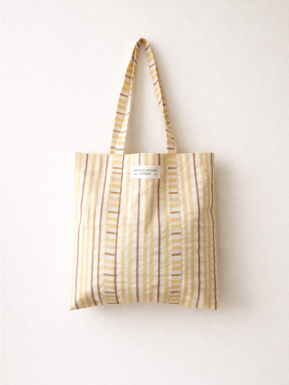 Sézane Striped Yellow and White Tote Bag